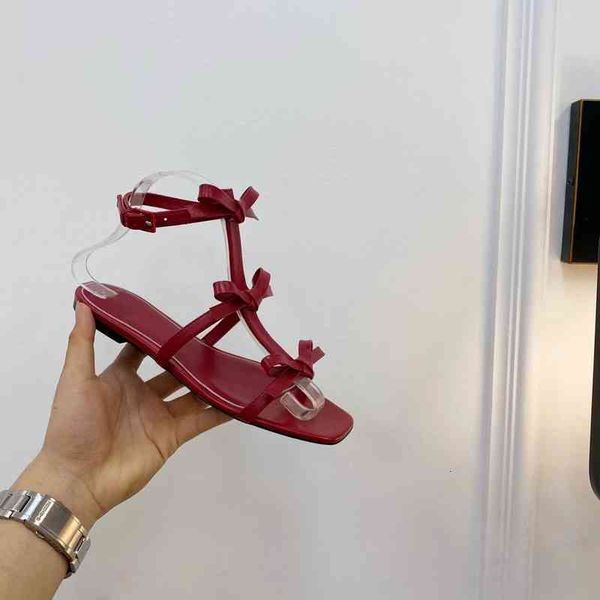 

women's leather sandals sandals with bows summer shoes ankle straps series, Black
