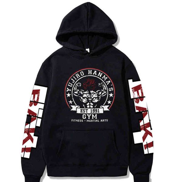 

anime baki hanma yujiro hoodie sweatshirt men korean kpop street style, Black
