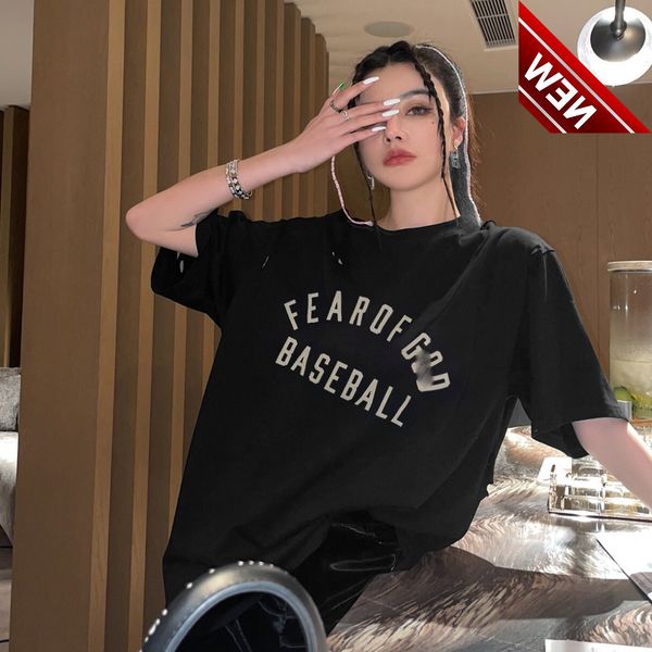 

50% off discount new s korean fog women's t-shirt letter casual print round neck large short sleeve factory direct sale, White;black