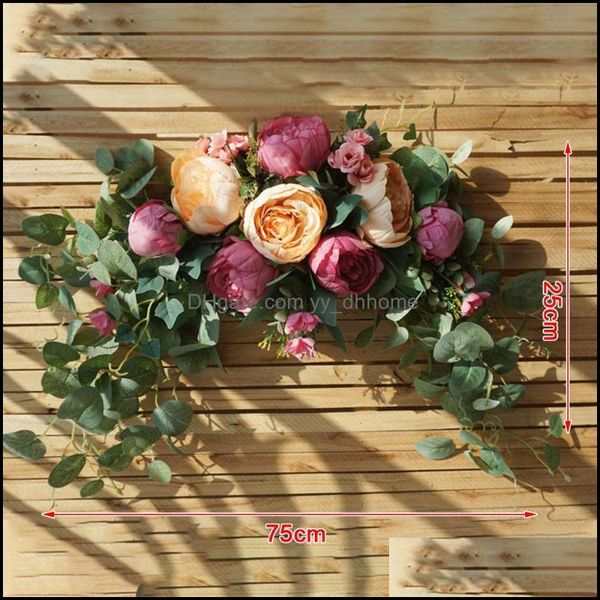 Flores decorativas grinaldas de festa festiva suprimentos em casa jardim artificial swag slim tabela de mesa de casamento de arco de casamento decoração entrega