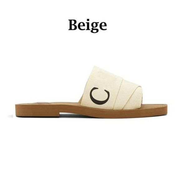 

2022 new fashion branded women woody mules flat slipper designer lady lettering fabric outdoor leather sole slide sandal size 35--42, Black