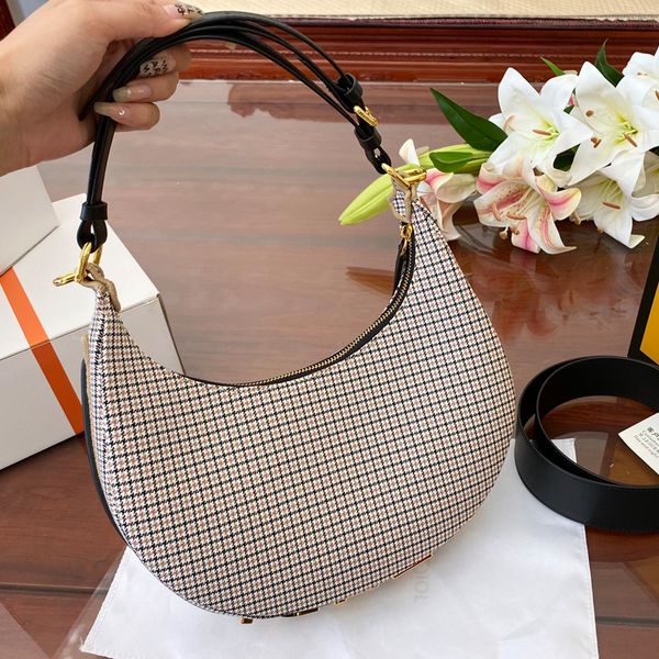 

graphy half moon tote bag women crossbody bags armpit shoulder handbags purse classic plaid print bottom metal big letter cross body totes p