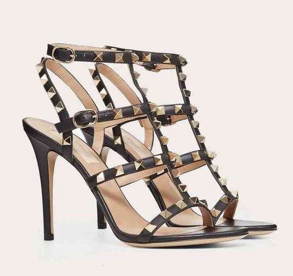 

spring and sandals autumn summer high-end quality 34-41 leather rivet  cm fashion casual ladies high heels vunj 4nkg, Black
