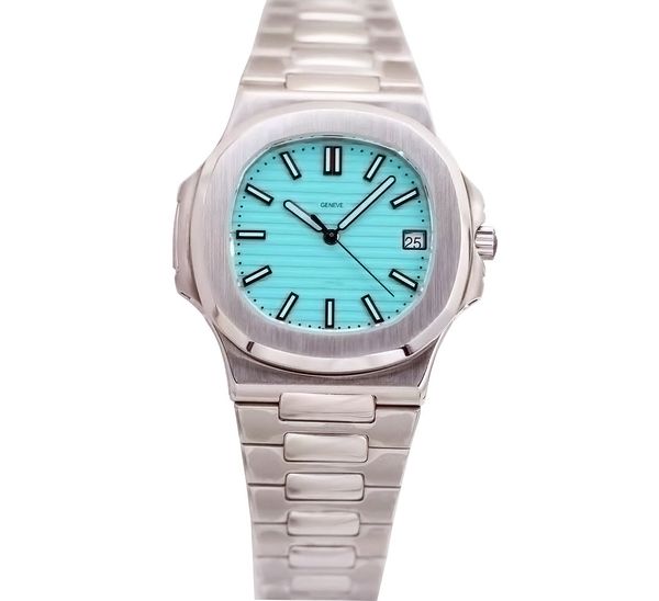 

co-branded automatic mechanical watches for men embossed blue dial full stainless steel skeleton luxury designer wristwatches, Slivery;brown
