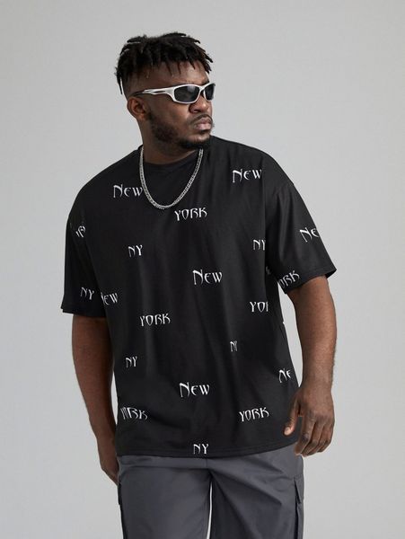 

extended sizes men letter graphic tee 84ce#, White;black