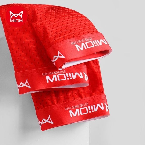 

miiow 3pcs mesh men boxer underwear antibacterial cueca male panties ice silk underpants breathable 4xl boxershorts 220423, Black;white