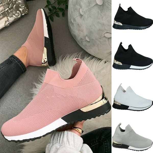 

dress shoes sneakers women vulcanized ladies solid color slip-on 220823, Black