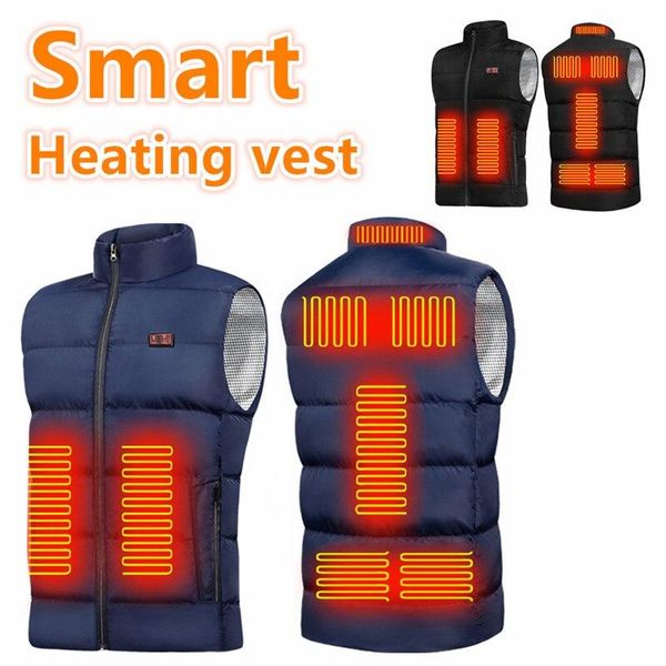 Tapetes coloca coletes aquecidos homens mulheres capa USB aquecimento de roupas térmicas caçando winter moda calor preto 5xl 6xlCarpets
