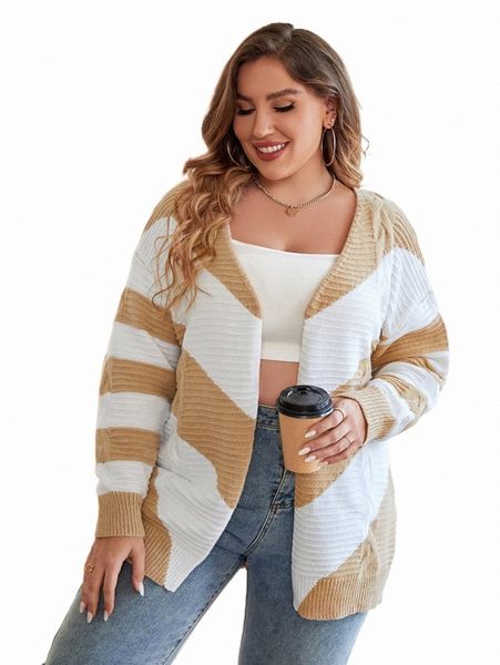 

plus two tone drop shoulder duster cardigan 94mn#, Black