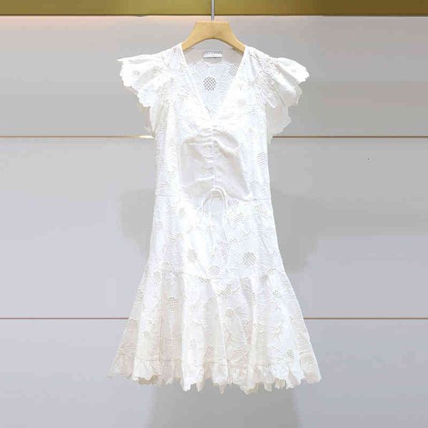 

casual dresses fadan s family spring and summer flower lace hook v-neck printed dress short skirt, Black;gray