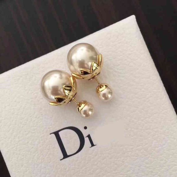 

2022 factory wholesale dijia new pearl earrings brass high-grade personality women's style, Golden