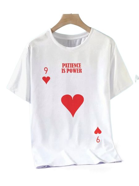 

men playing card & slogan graphic tee h2sj#, White;black