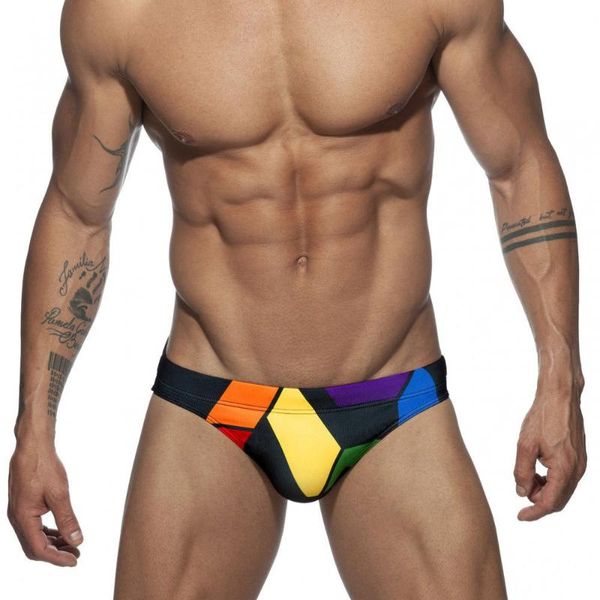 Herren Badebekleidung sexy Mann Schwimmen Kurzmänner Männer Schwimmen Stämme Regenbogen Streifen Badeanzug Shorts beat schwule Badeanzug Ggitys Kanäle Burburriness UHF3