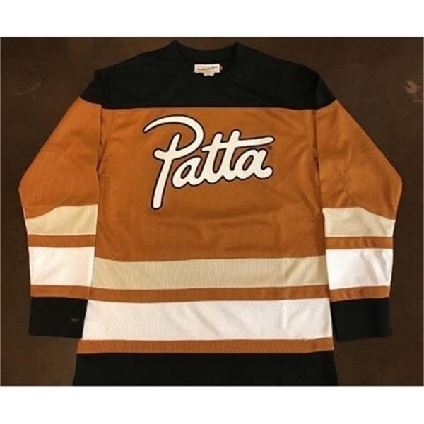 

c26 customize rare mitchell & ness patta hockey jersey embroidery stitched or custom any name or number retro jersey, Black