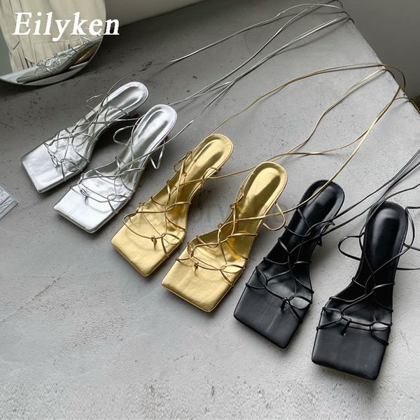 Eilyken Moda Donna Sandali Tacco Basso Sottile Lace Up Roma Sandalo Gladiatore Estivo Sandalo Casual Scarpe a Fascia Stretta Taglia Grande 40gfakheqq