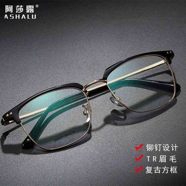 

sunglasses asalu spectacle frame tr90 half eyebrow metal men's business glasses k0lf, White;black