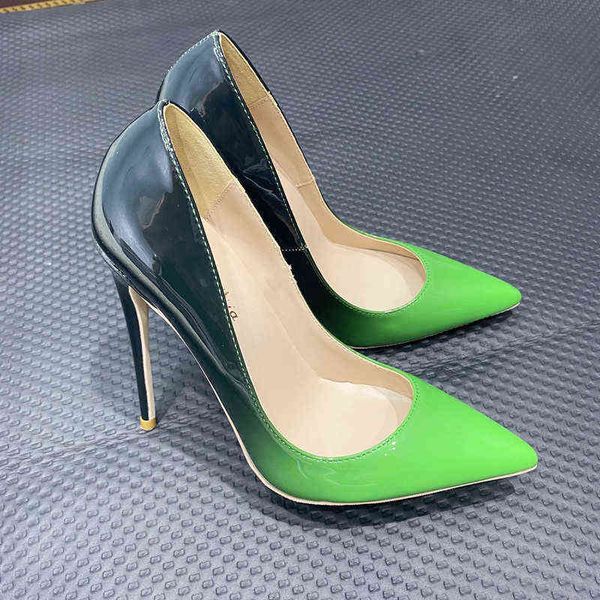 

womens patent leather gradient high heels  cm saro high with degraded narrow toe for parties weddings and offices t220730, Black