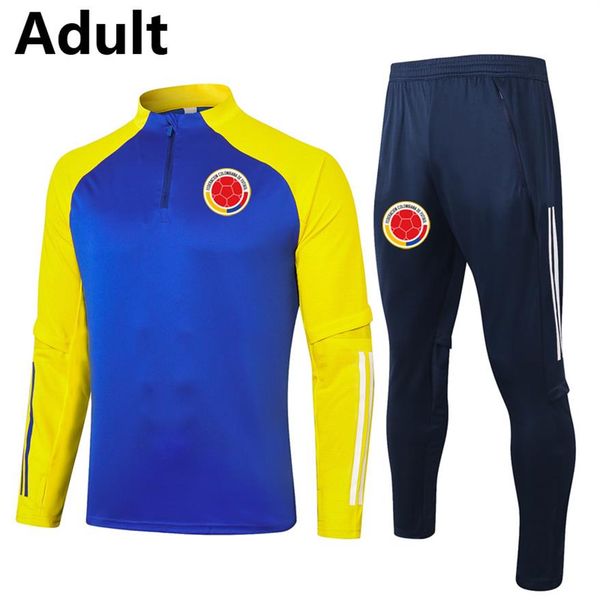 

2020 2021 colombia men soccer tracksuit sets soccer jogging jacket pants survetement sports winter soccer training suit runn330b, Black;blue