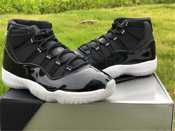 

2022 release authentic 11 jubilee 25th anniversary 11s black clear white metallic silver real carbon fiber mens shoes sneakers with original