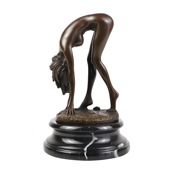 

erotic art nude woman bent over statue bronze western naked female sculpture collectible figurine, Silver