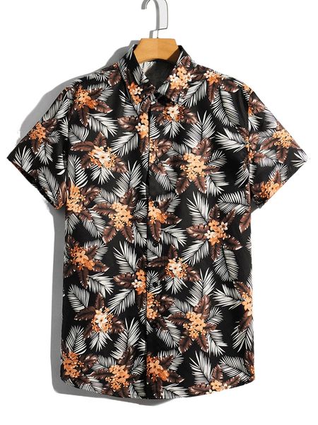 

men tropical print shirt b2qv#, White;black