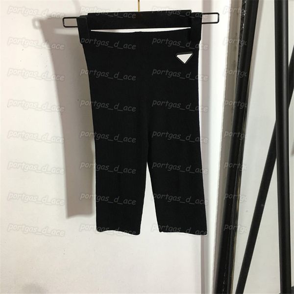 

womens triangle badge leggings black tight short pants cycling elastic five points bottoming shorts, White;black