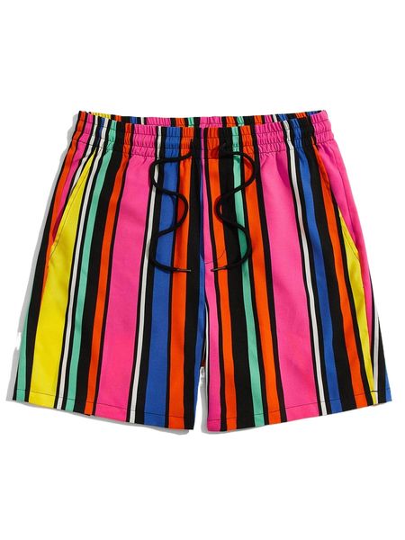

men vertical striped drawstring waist shorts d2xi#, White;black