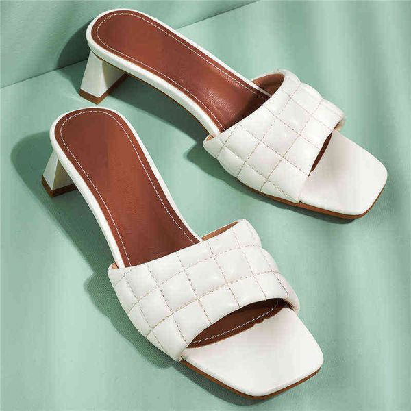 

slippers summer shoes women sandals women's slipper fashion mules slides square heel open toe black party wedding casual 220530