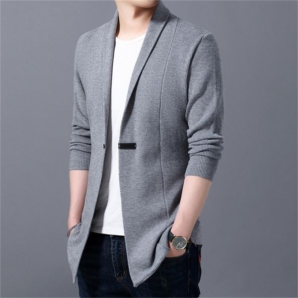 

cardigan mens sweaters spring autumn men casual cardigan jacket man solid color long sweater windbreaker single button coats 201126, White;black