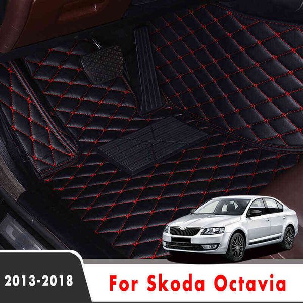 Lhd Car Floor tapetes para Skoda Octavia MK3 5E 2018 2017 2016 2015 2014 2013 Styling Parts Acessories Automóvel Decoração de tapetes H220415