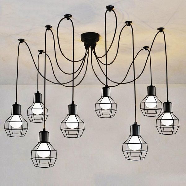 Kolye lambalar kollar vintage endüstriyel nordic avizesi edison ampul loft retro tavan lambası örümcek kapalı sanat ışıkları yemek lambası