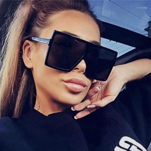 

sunglasses 2023 vintage square sunglasses for women - designer oversized frames with flat big and bold style, uv400 protection, White;black
