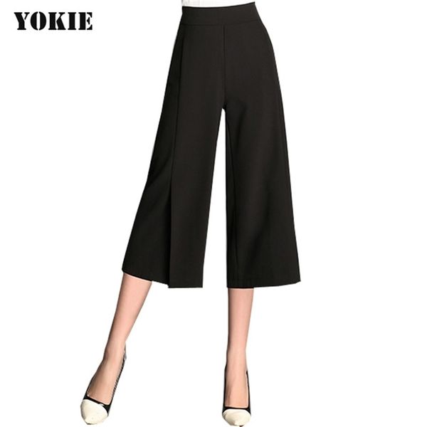 

summer style women s wide leg pants loose high waist plus size l 5xl women pants solid trousers female office formal work 210412, Black;white