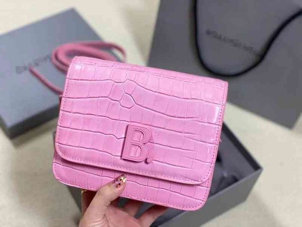 

classic women balencaigass bags crocodile b-button tofu bag leather small square female messenger single shoulder stewardess kangkang 2022 n