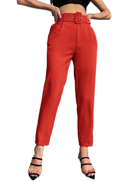 

grommet eyelet belted cropped pants x4e4#, Black;white