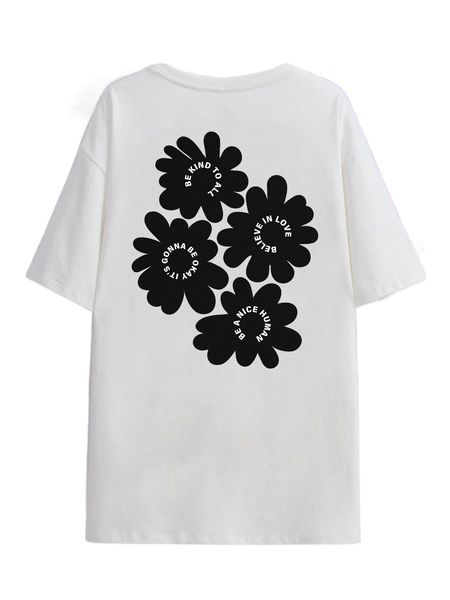 

x nktn floral print drop shoulder tee e3rd#, White
