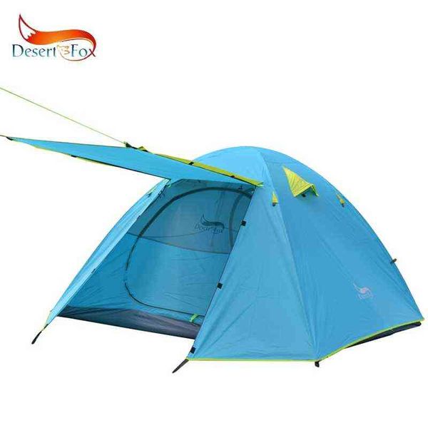 DesertFox Tenda familiare per 3-4 persone, palo in alluminio portatile leggero Impermeabile anti-tempesta Tenda da campeggio per 4 stagioni a doppio strato H220419
