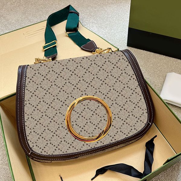 

cowhide crossbody bag stripes shoulder bags axillary bag genuine leather circular interlocking plain letter hardware detachable canvas strap