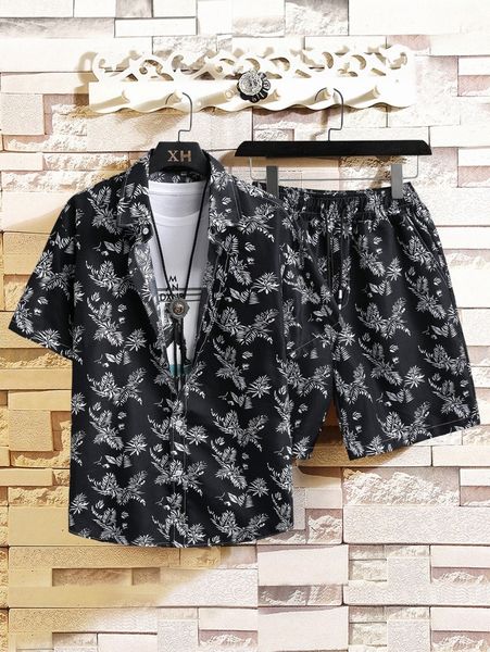 

men allover print shirt & shorts without tee p8or#, Gray