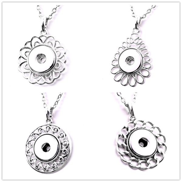 

simple styles snap button necklace 18mm ginger snaps buttons hollow out charms necklaces for women jewelry, Silver