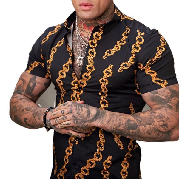 

men's polos men's shirts beach hawaii print short sleeves breathable cool trend fashion lapel large size clothes, White;black