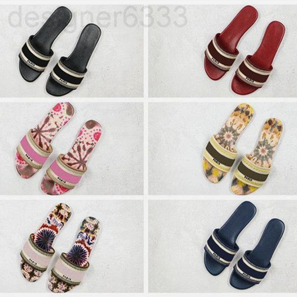 

designer slippers fashion designer paris beach slide scuffs womens summer sandals ladies flip flops multicolors embroidered floral shoes wit, Black