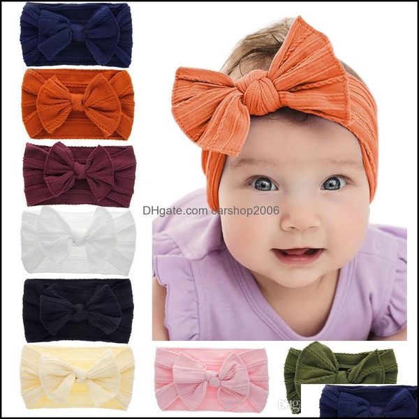 

headbands hair jewelry baby girls nylon bow elastic bowknot bunny ear hairbands headwear kids headdress turban knot head bands wraps 8 color, Silver