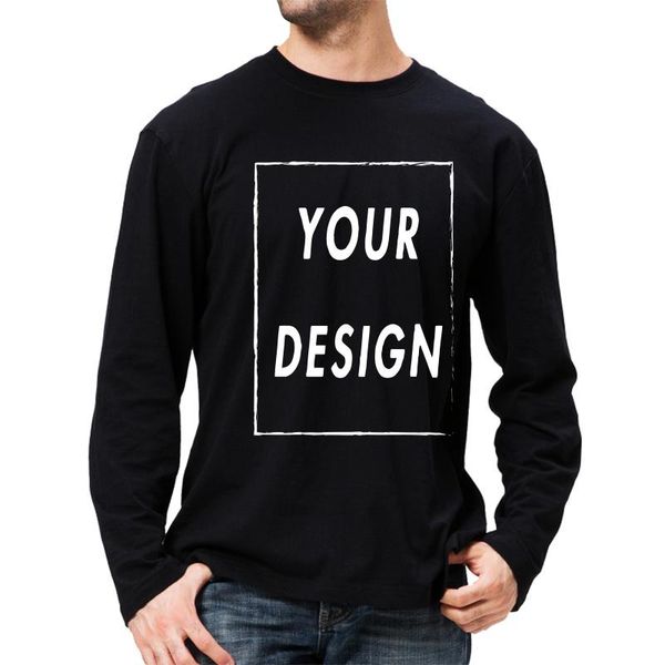 

men's t shirts custom long sleeve shirt s-5xl cotton make your design logo text gift top, White;black