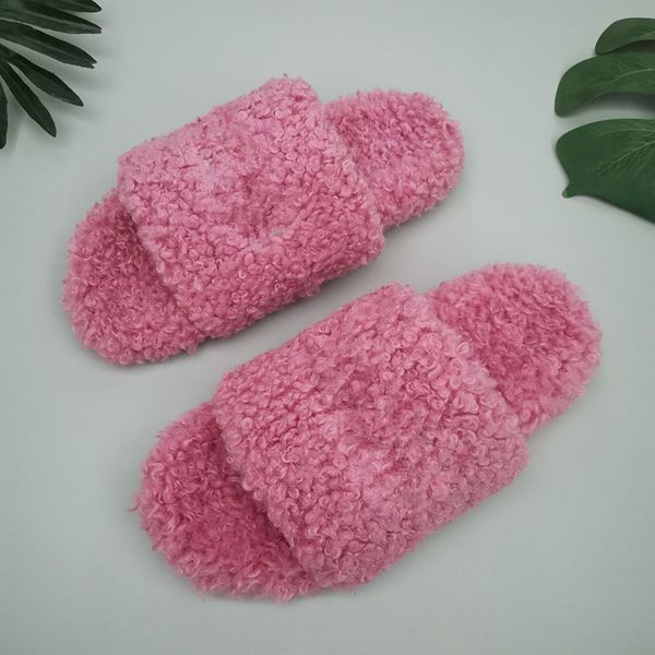 

2021 autumn winter pair of flat slippers women real sheep cake wool color splicing fashion rubber outsole size 35-42, Black