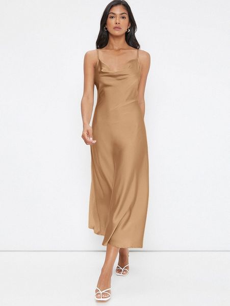 

cowl neck solid slip dress w8lx#, Black;gray