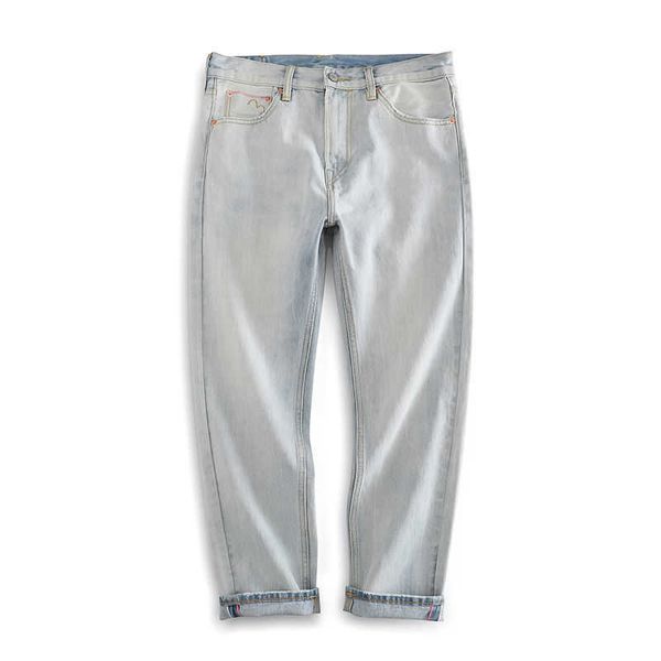 

luxury designer for men summer red ear cropped jeans men's light blue retro wash 12 oz loose straight 9-point large trend