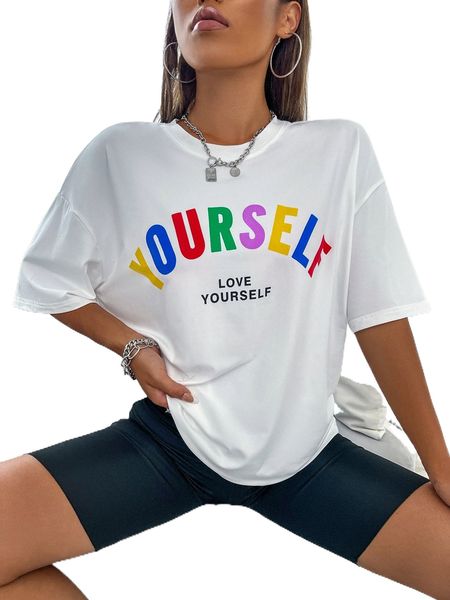 

drop shoulder letter graphic tee g1ee#, White