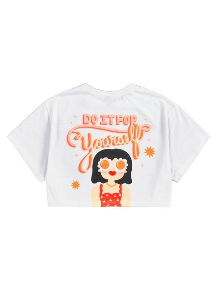 

x daniela cossio slogan & figure graphic tee 64jk#, White