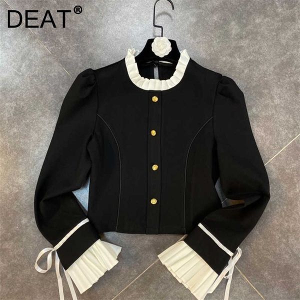 

deat spring autumn arrivals stand collar long sleeve single breasted contrast color vintage style shirt mz635 210709, White